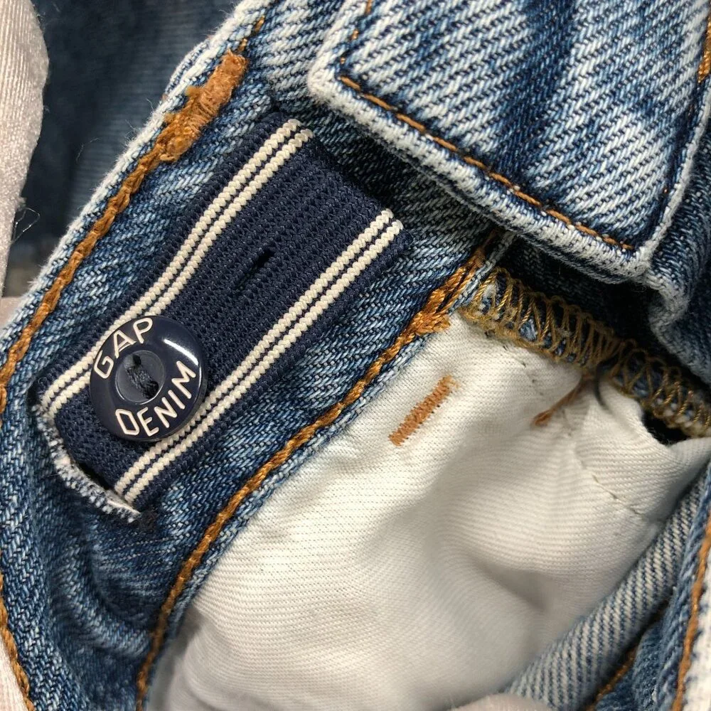 Gap Youth Boys Size 12 90s Original Straight Jean Blue Medium Wash‎ Destroyed
